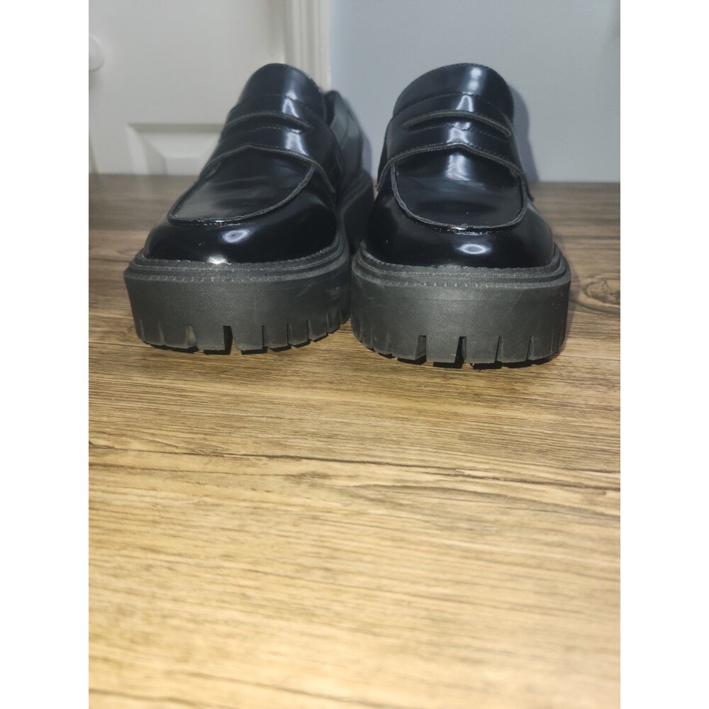 Crown Vintage Women's Black Chunky Lug Sole Platform Penny Loafer US Sz 9.5 Med - Picture 10 of 13